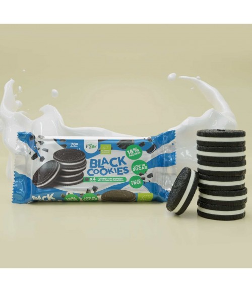 black cookies Protella Biscuit sablé protéiné sans sucre bio